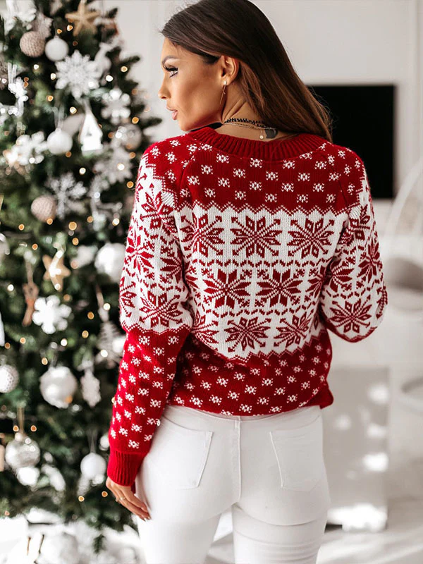 Nordic Snowflake Knit Sweater - Image 6