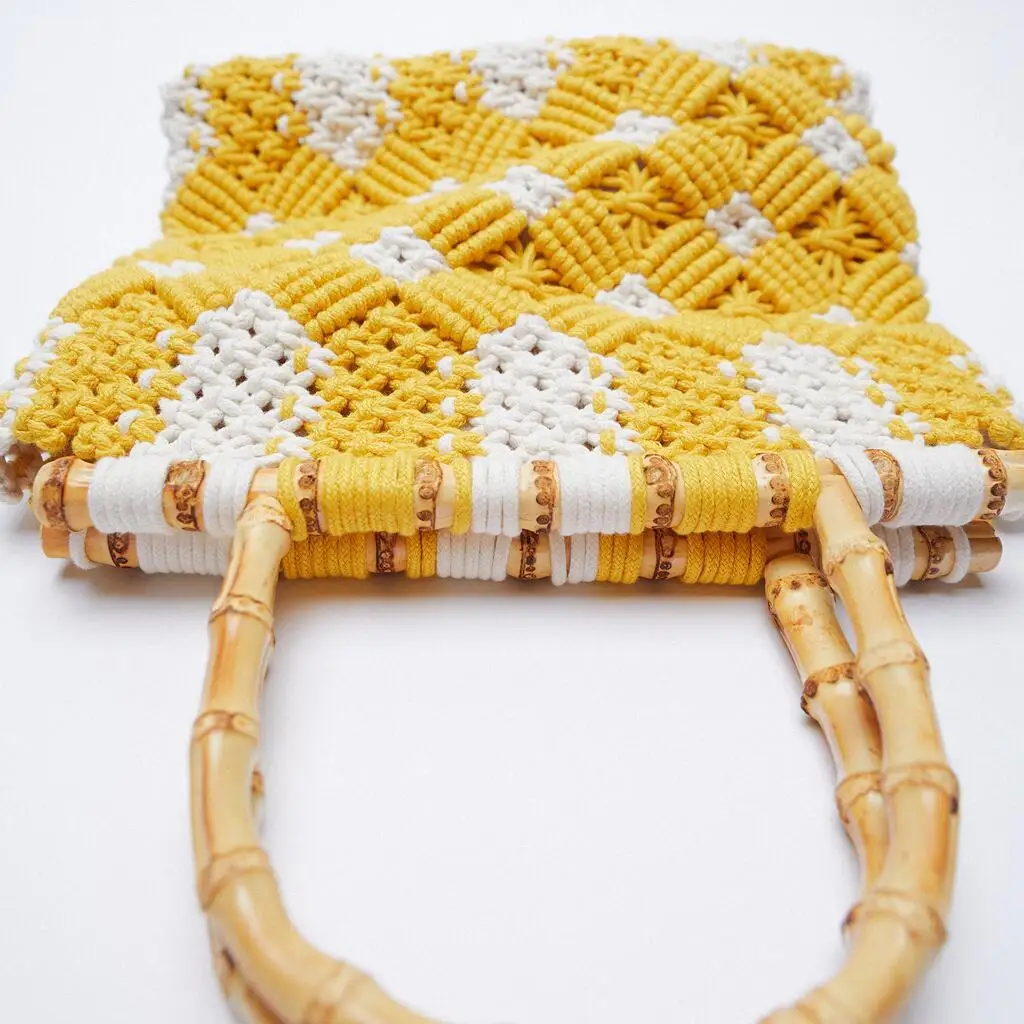 Heritage Macrame Bamboo Handle Bag - Image 4