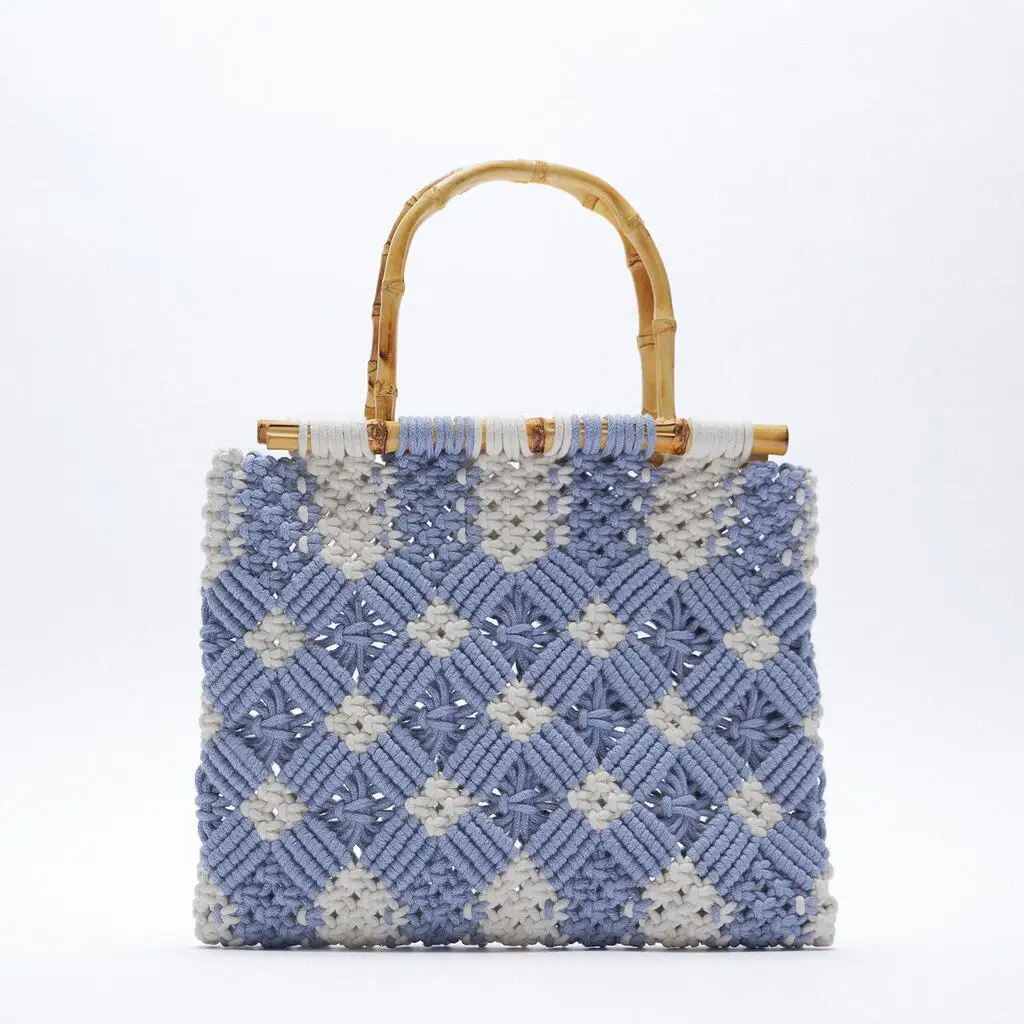 Heritage Macrame Bamboo Handle Bag - Image 5