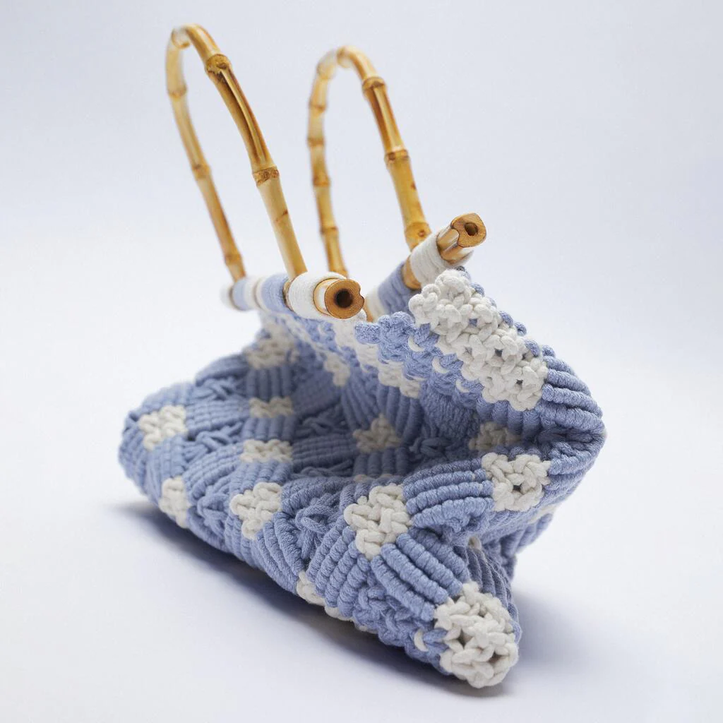 Heritage Macrame Bamboo Handle Bag - Image 6