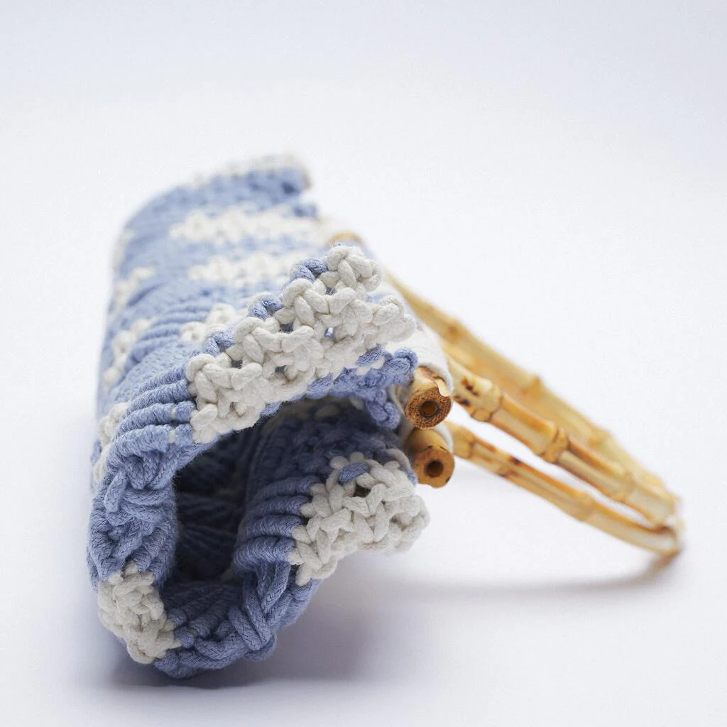 Heritage Macrame Bamboo Handle Bag - Image 7