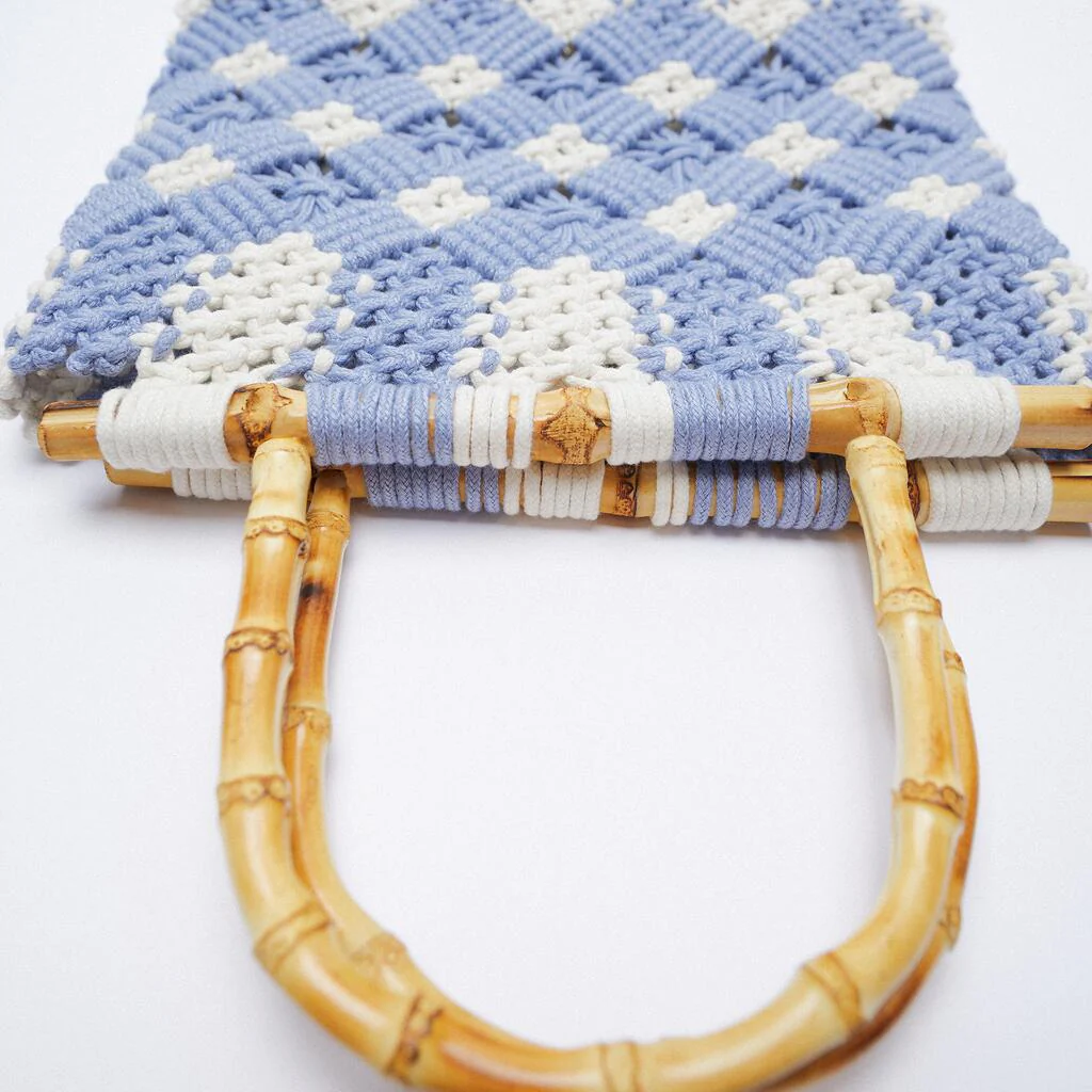 Heritage Macrame Bamboo Handle Bag - Image 8