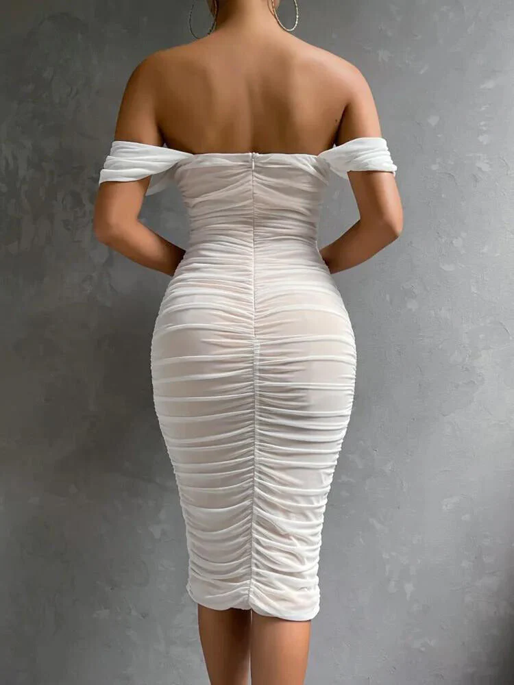 Iseult - Elegant Midi Dress with Refined Ruffles - Image 3