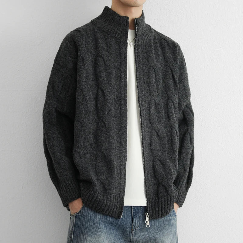 Jacob Mason Cable Zip Cardigan - Image 6