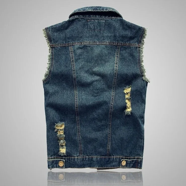 Jacob Mason Distressed Denim Vest - Image 5