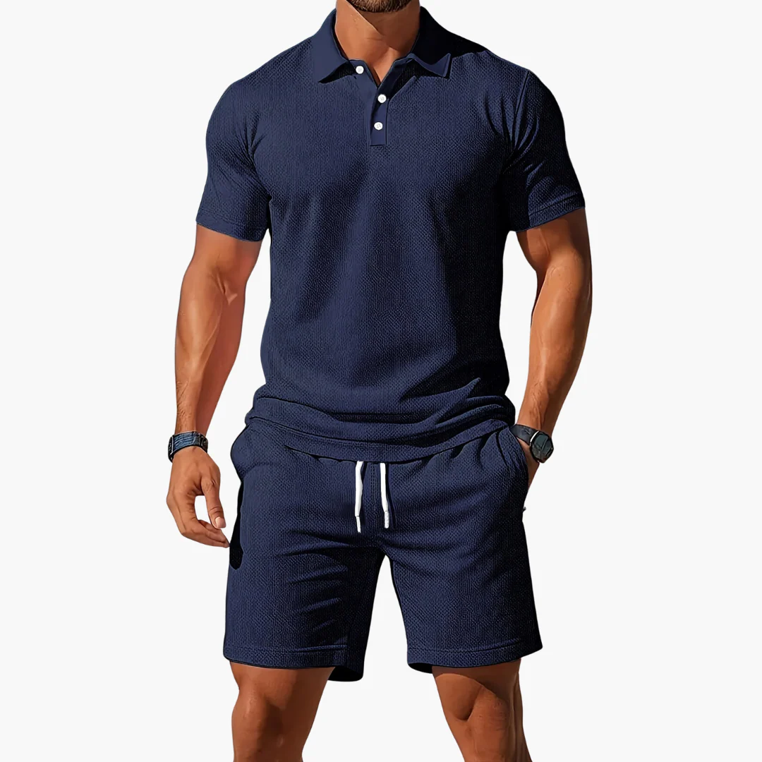 Marcus Waffle Knit Polo Set - Image 2