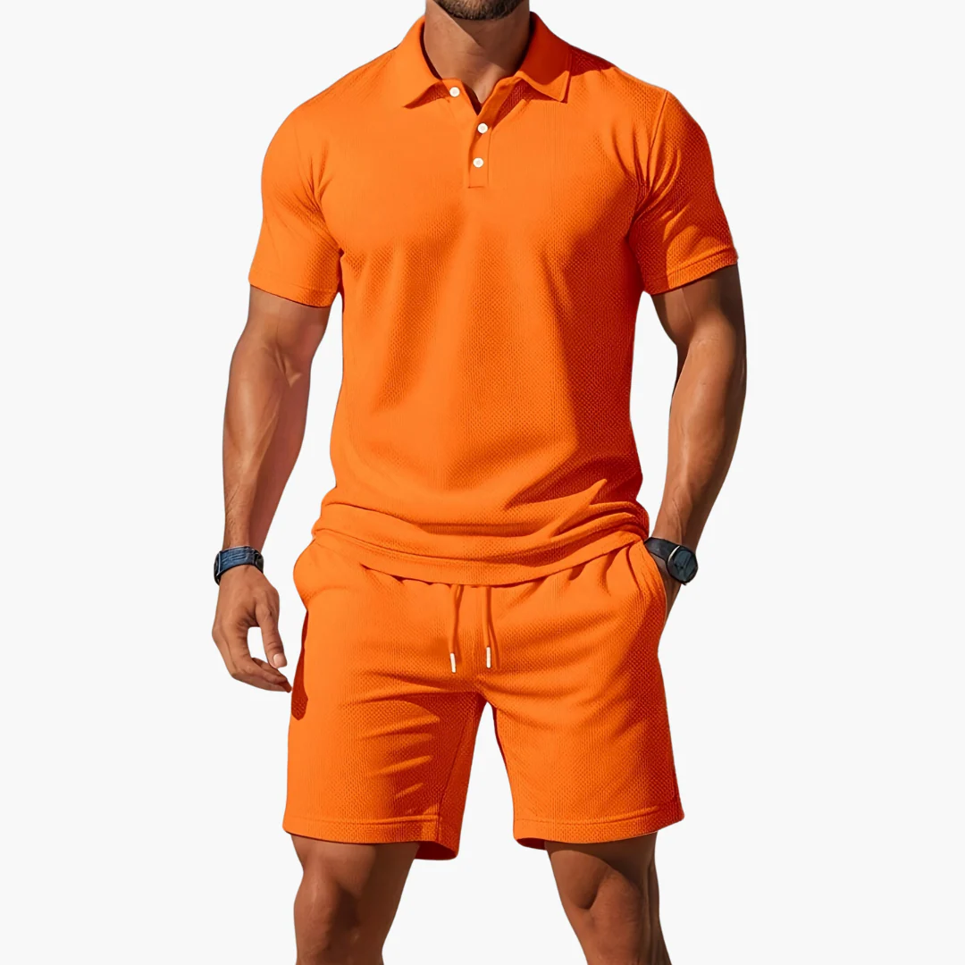 Marcus Waffle Knit Polo Set - Image 3
