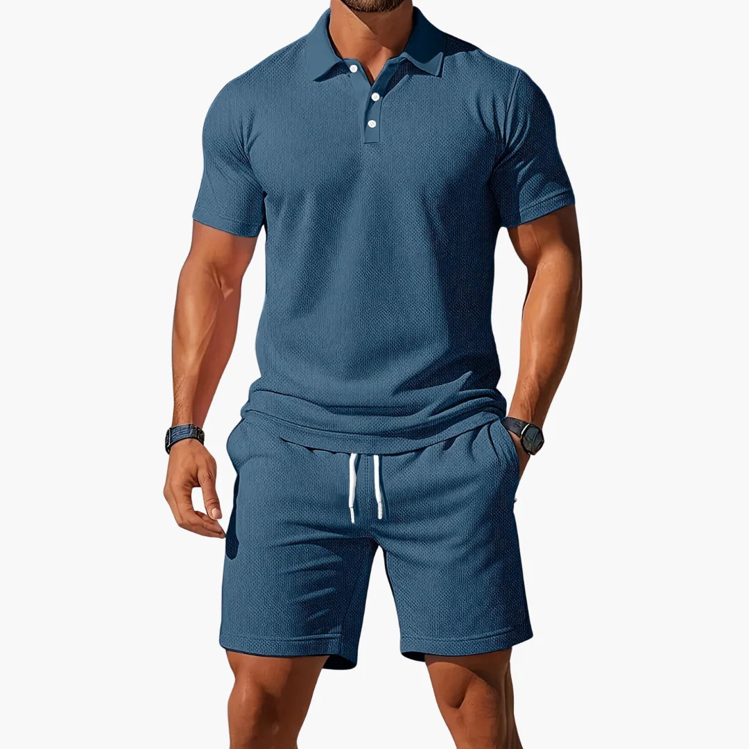 Marcus Waffle Knit Polo Set - Image 4