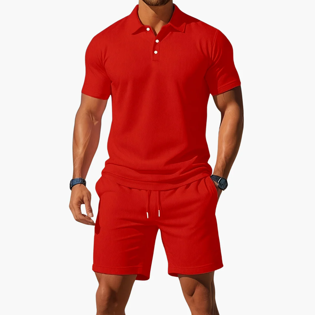 Marcus Waffle Knit Polo Set - Image 5