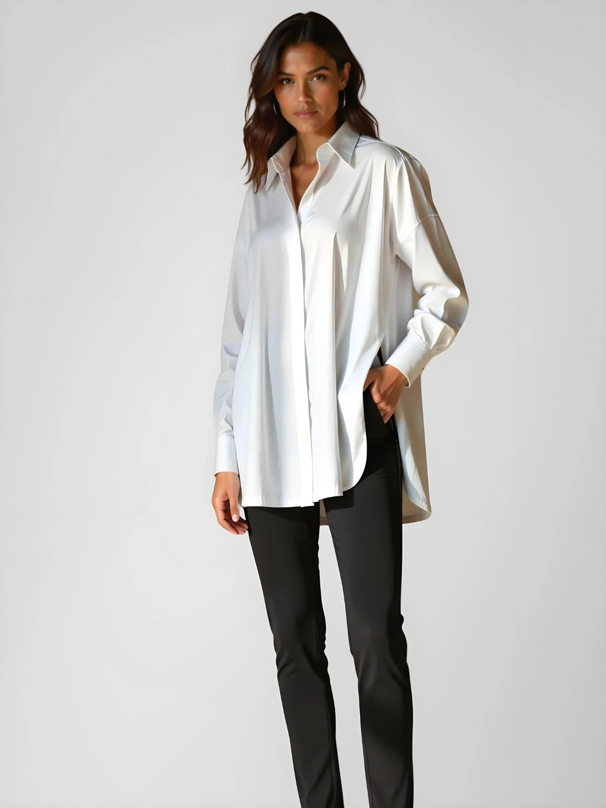 Luna Oversized Lapel Button Shirt Dress - Image 4