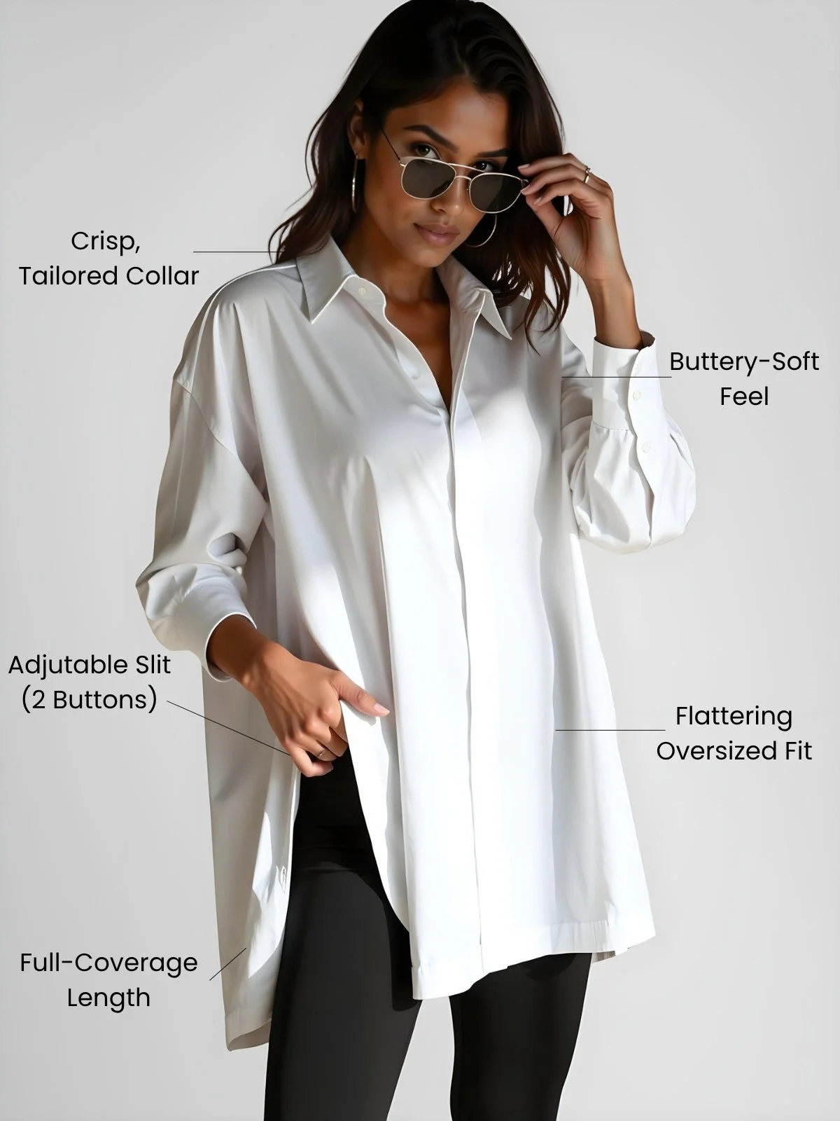 Luna Oversized Lapel Button Shirt Dress - Image 5