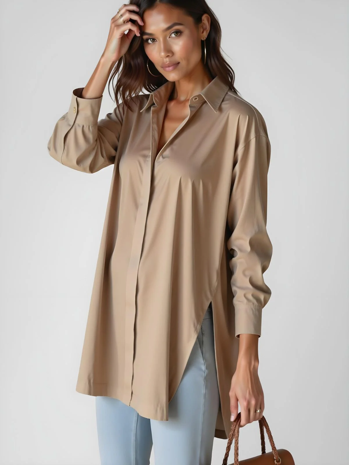 Luna Oversized Lapel Button Shirt Dress - Image 8