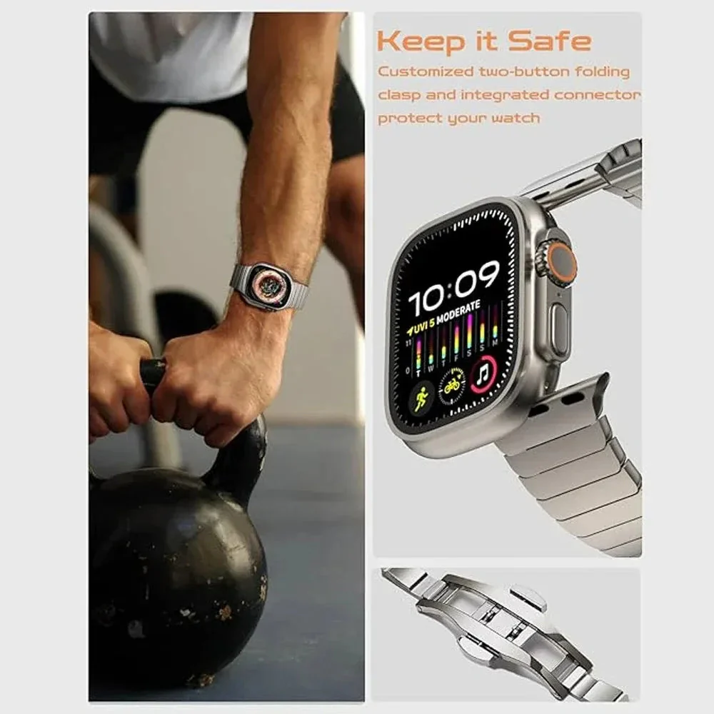 Renzo Stainless Steel Link Apple Watch Band - Image 18