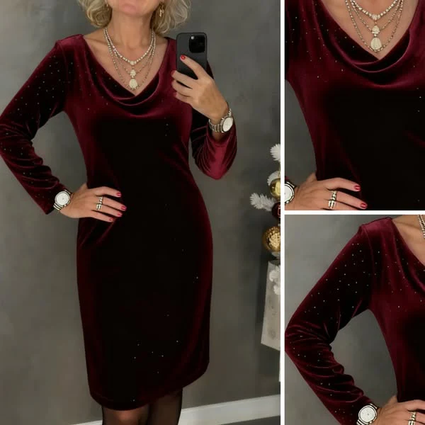 Ruby Drape Velvet Dress - Image 4