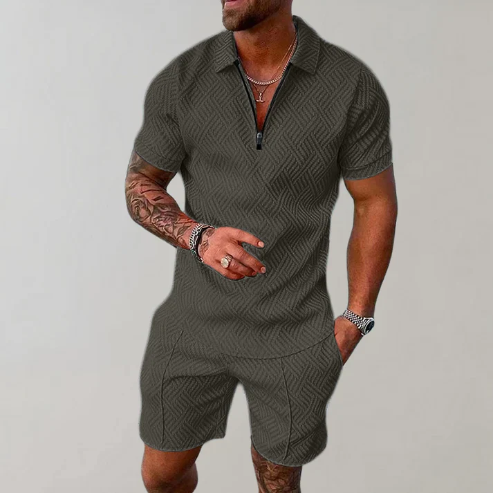 Ryan Textured Zip Polo Set - Image 3