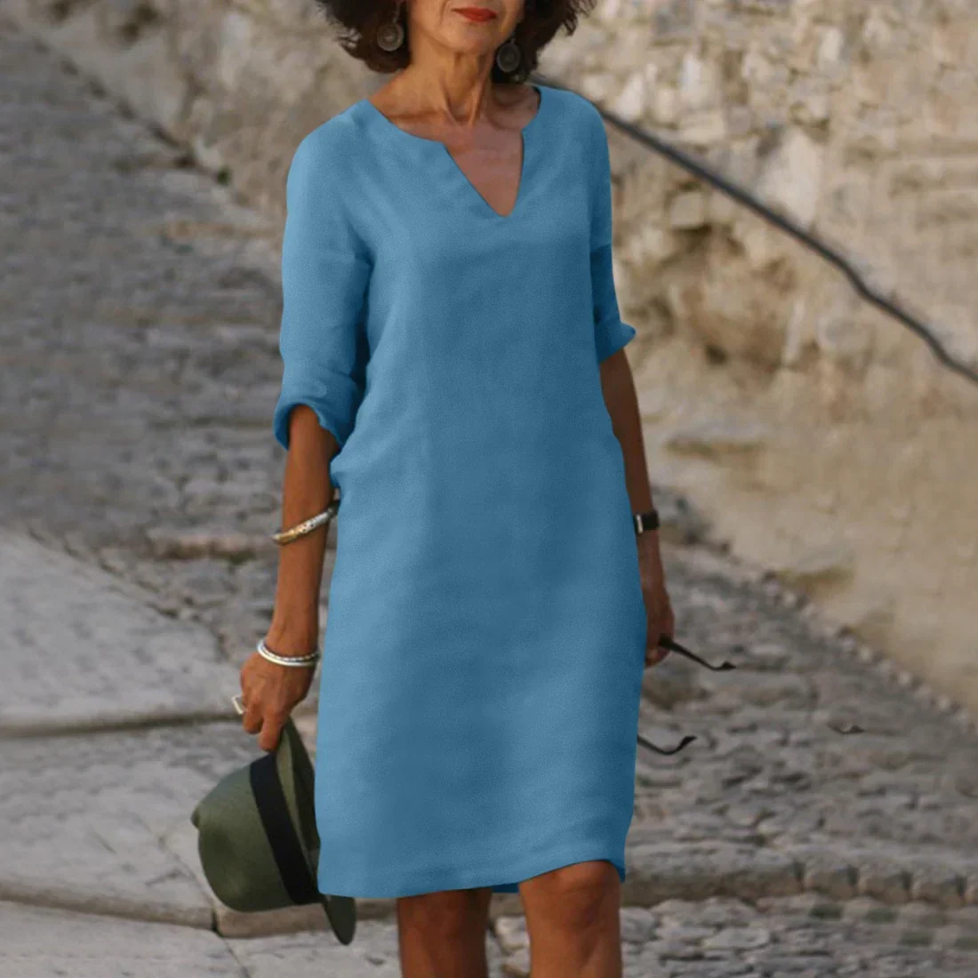 Sophia Clay Linen Midi Dress - Image 10