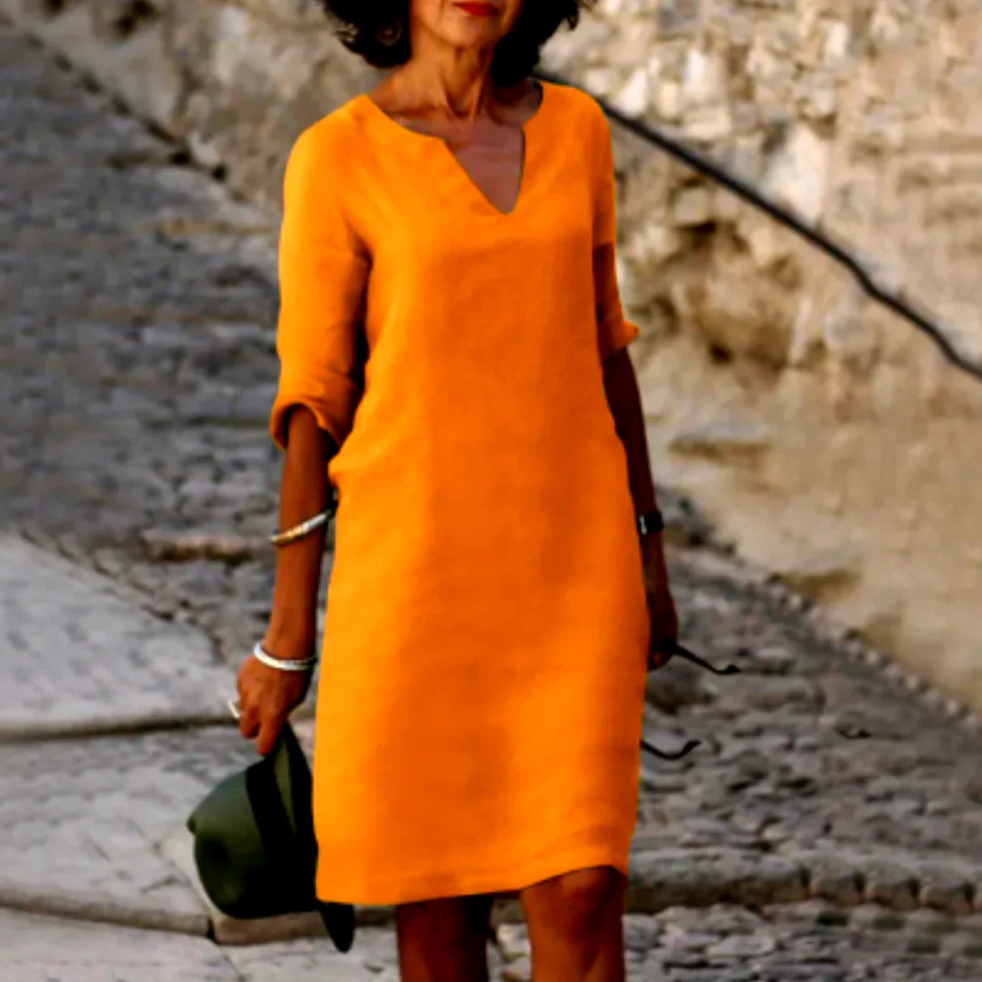 Sophia Clay Linen Midi Dress - Image 12