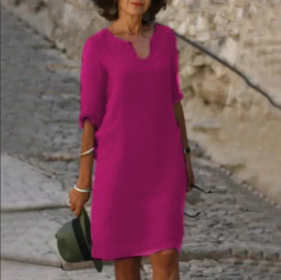 Sophia Clay Linen Midi Dress - Image 13