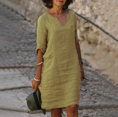 Sophia Clay Linen Midi Dress - Image 14