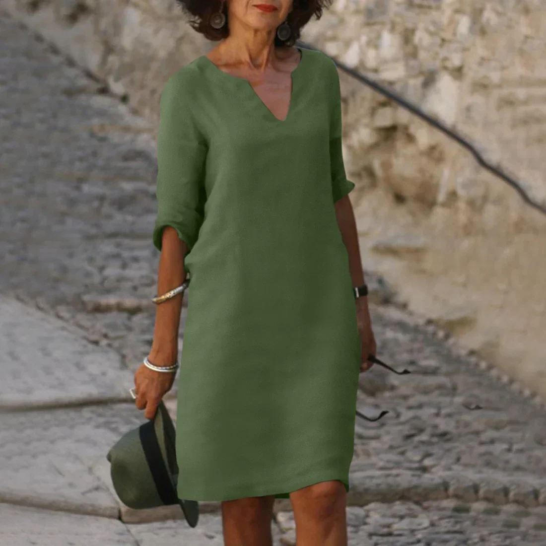 Sophia Clay Linen Midi Dress - Image 4