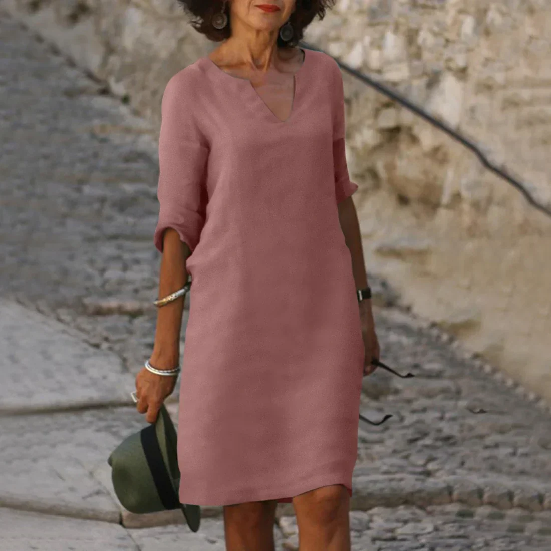 Sophia Clay Linen Midi Dress - Image 5