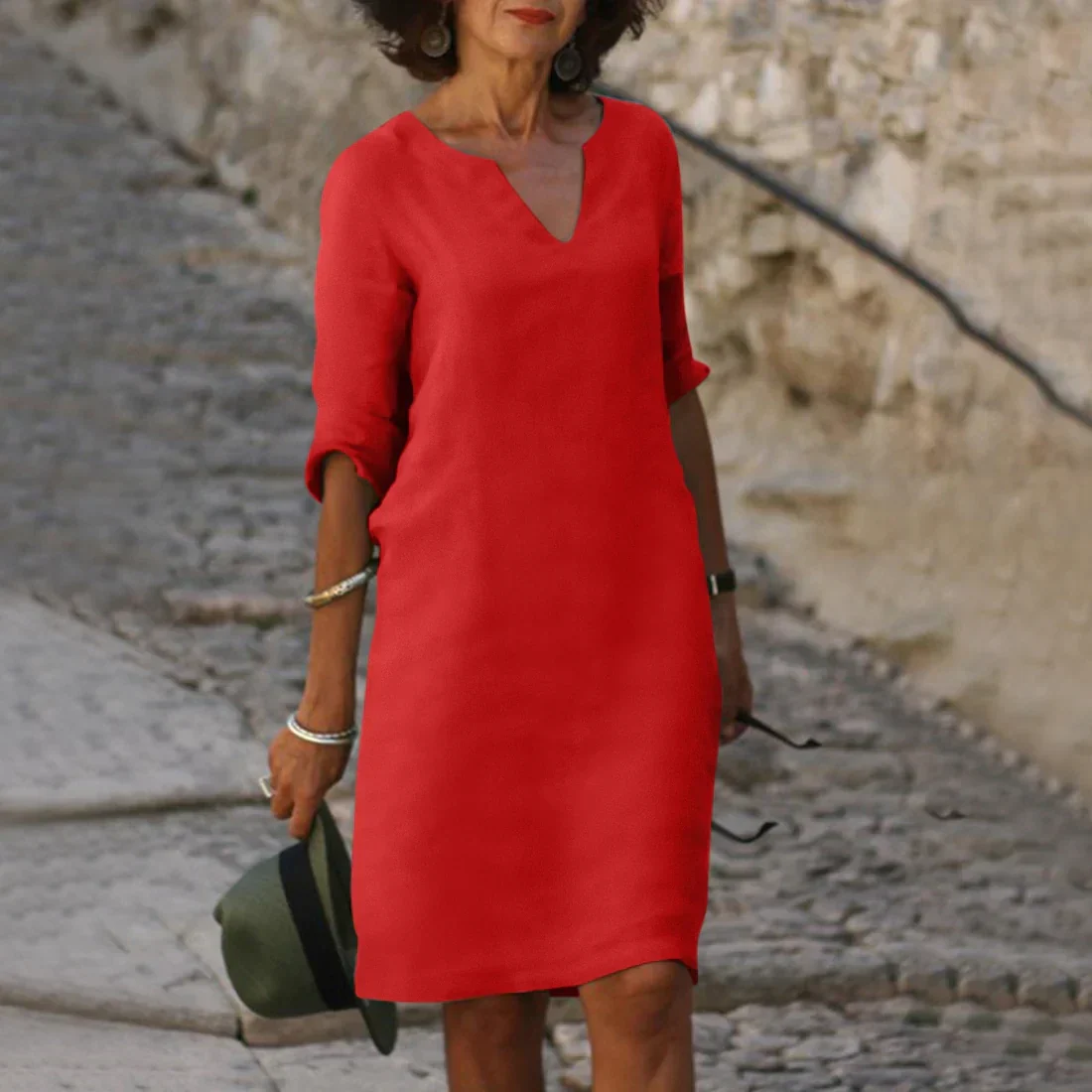 Sophia Clay Linen Midi Dress - Image 6