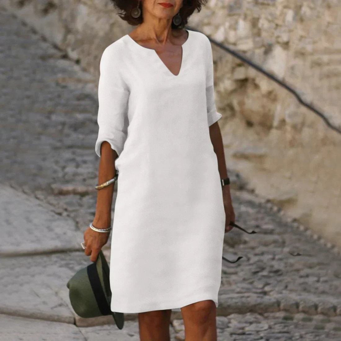 Sophia Clay Linen Midi Dress - Image 7