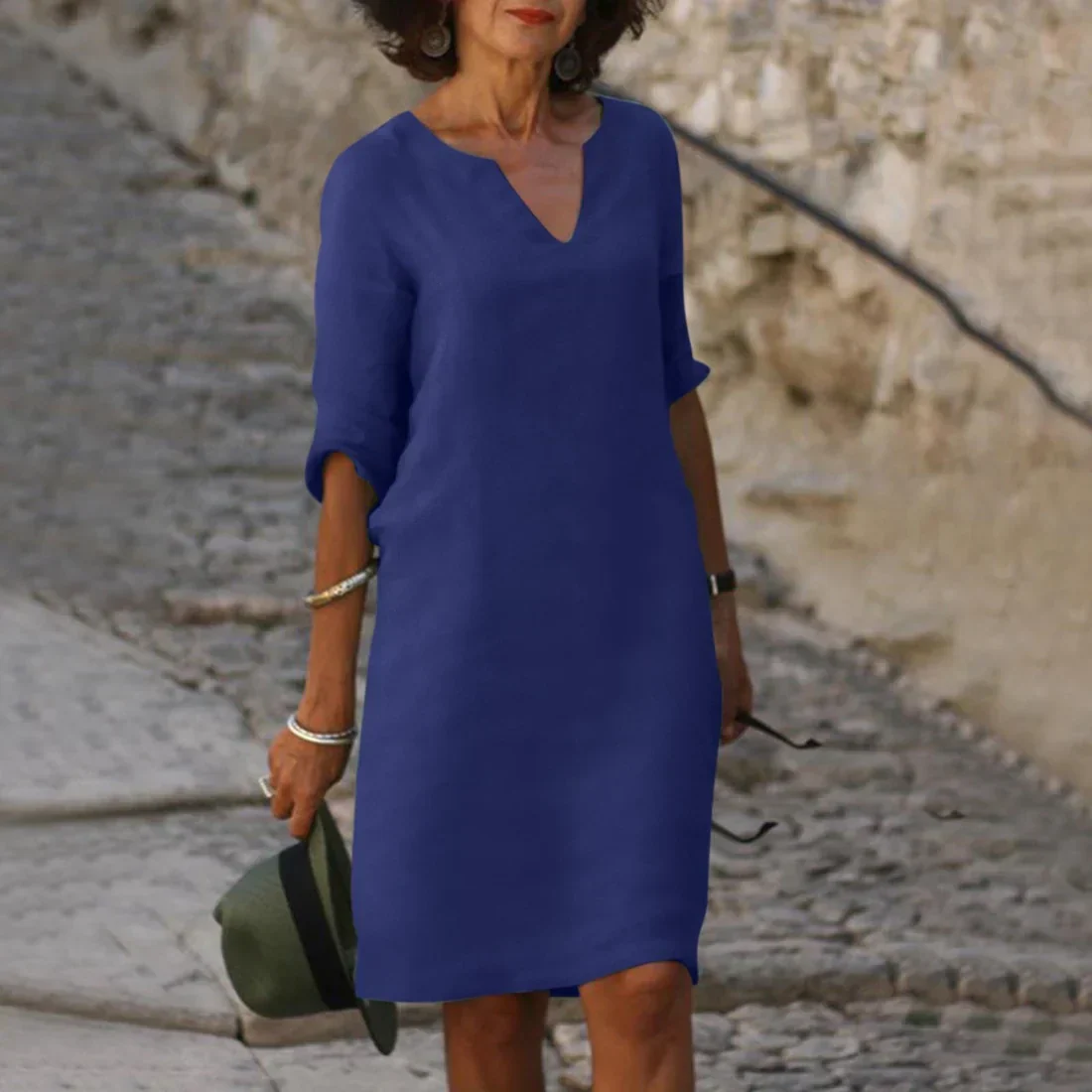 Sophia Clay Linen Midi Dress - Image 9