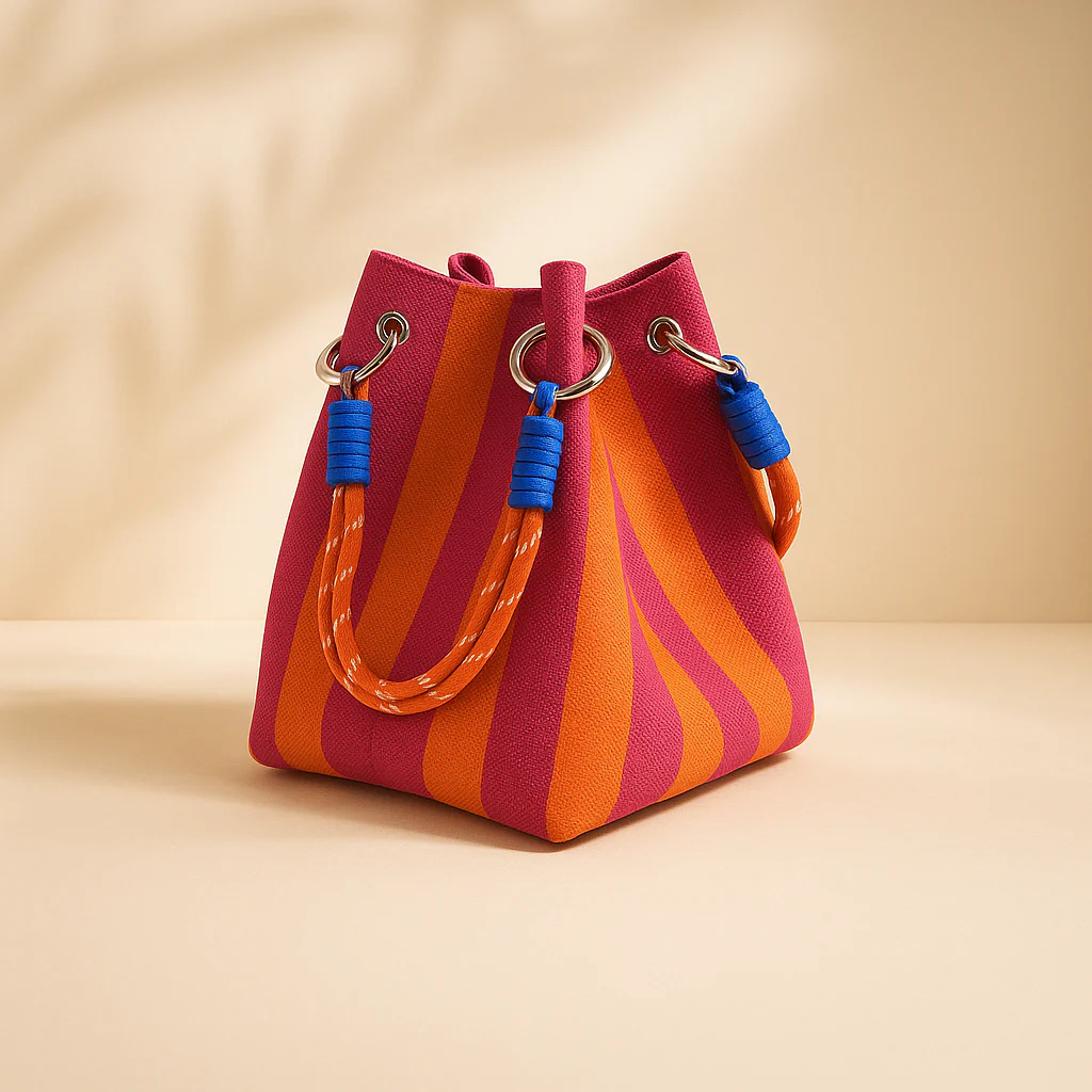 Violet Woven Bucket Bag - Image 4