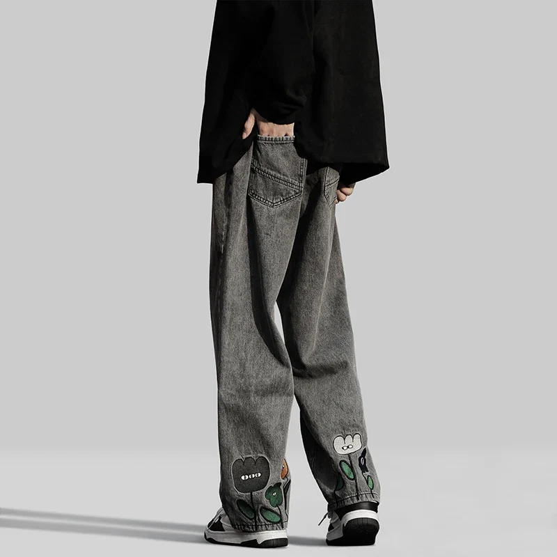 Washed Floral Denim Jeans - Image 3